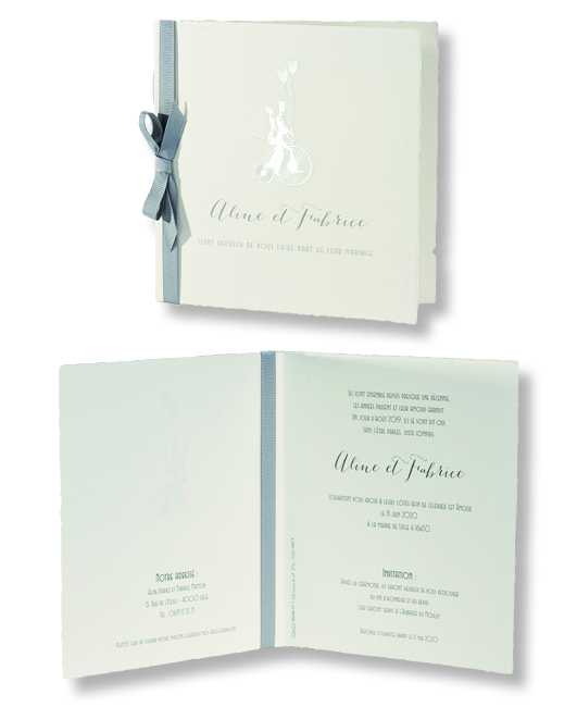 Faire-part de mariage "Chic avec Ruban Gris" 106107