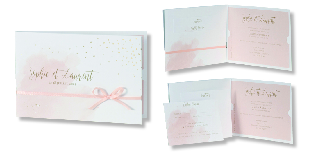 Faire-part de mariage "Aquarelle Rose" 108060