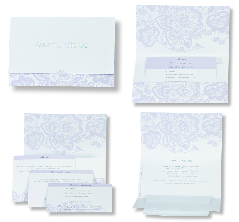 Faire-part de mariage "Arabesques Mauves" 108073