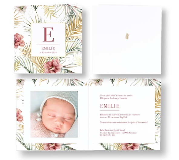 Faire-part de naissance "tropical chic" 581059