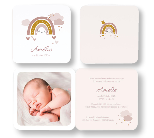 Faire-part de naissance "arc-en-ciel" 581070