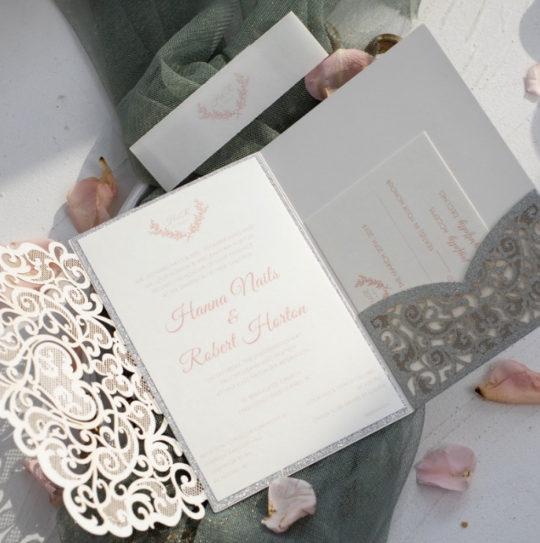 Faire-part de mariage ciselé (effet dentelle) WPFC2128G
