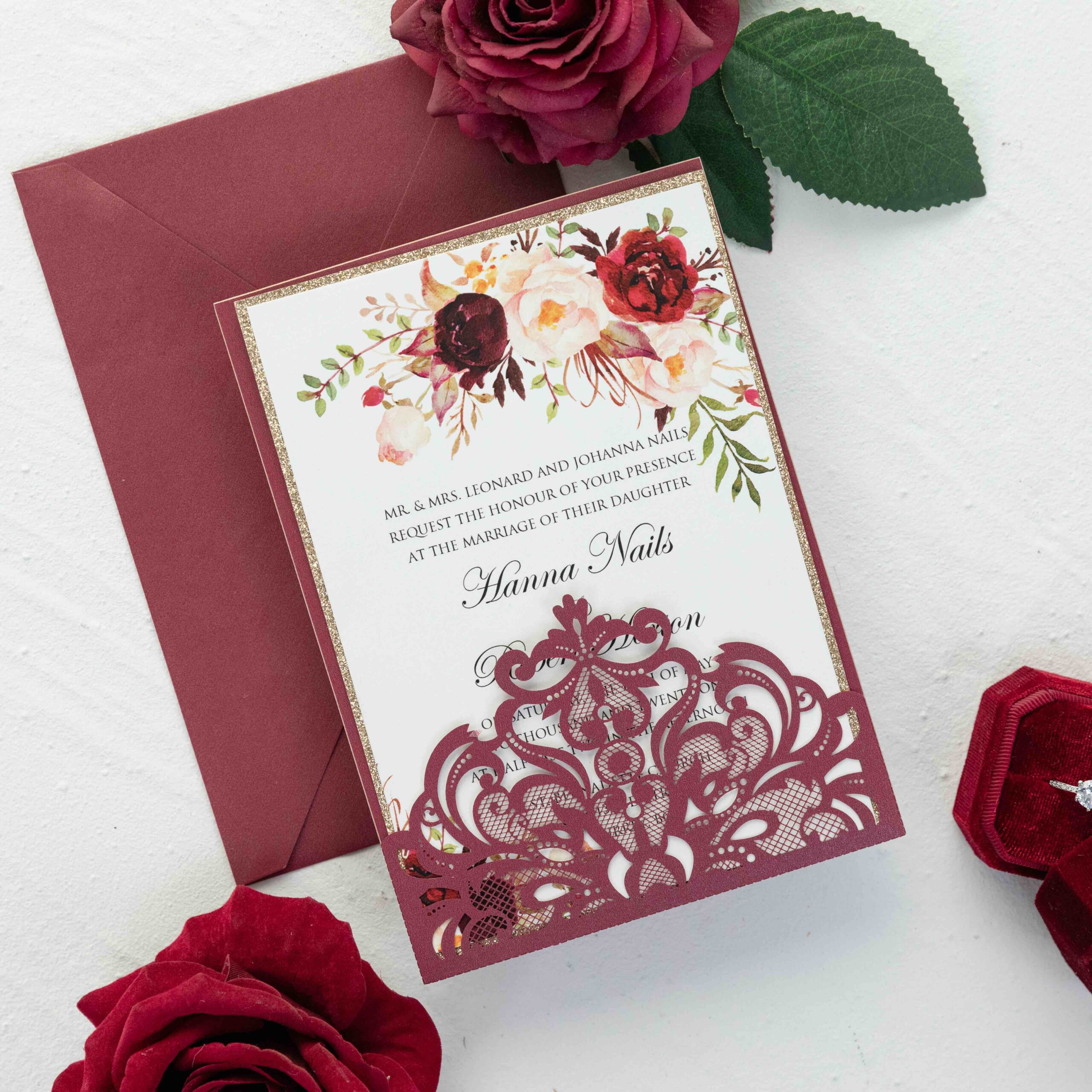 Faire-part de mariage ciselé (effet dentelle) WPL0205