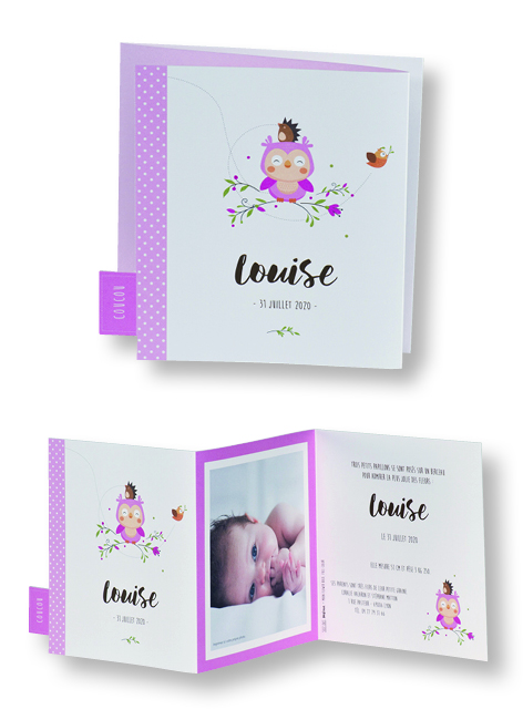 Faire-part de naissance "Chouette une Fille !" 507081