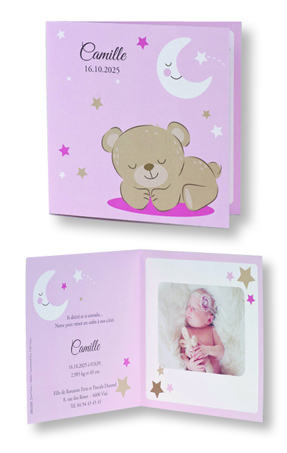 Faire-part de naissance "Ourson et Lune" 589090