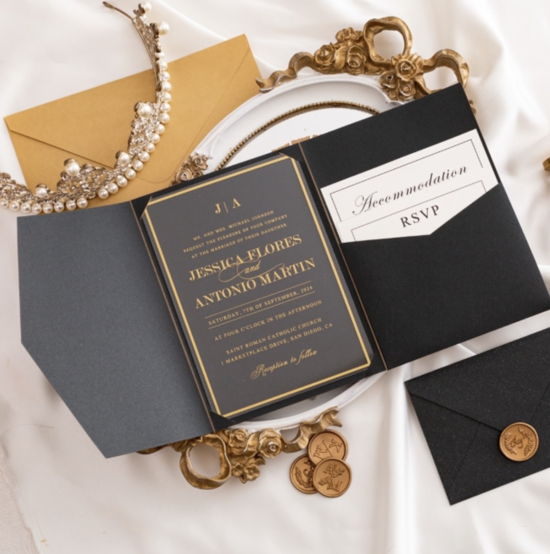 Faire-part de mariage pochette non ciselée WPFC2141