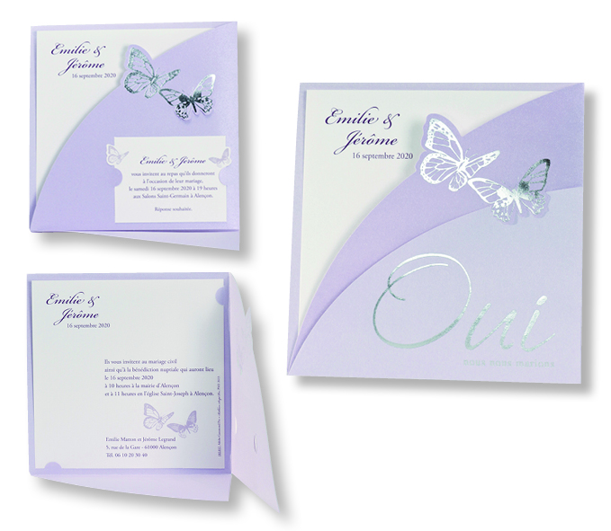 Faire-part de mariage "Oui et Papillons" 102057