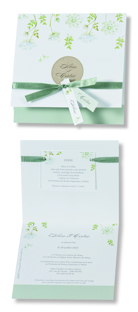 Faire-part de mariage "Fleurs Vertes" 108008