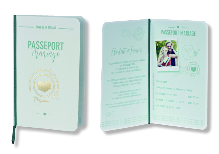 Faire-part de mariage "Passeport d'Amour" 108048