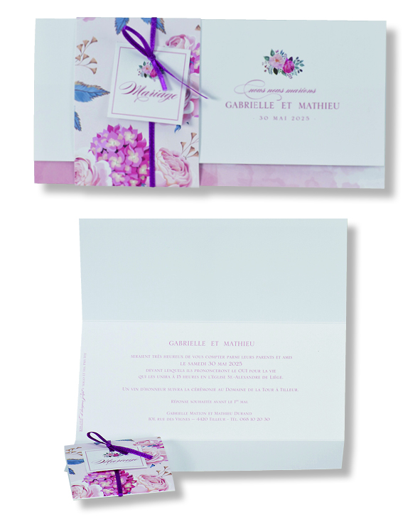 Faire-part de mariage "Pochette Fleurie" 108053