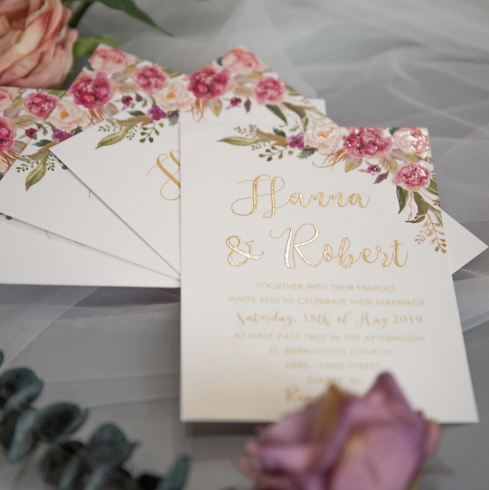 Cartes d'invitation mariage impression UV CUPT13