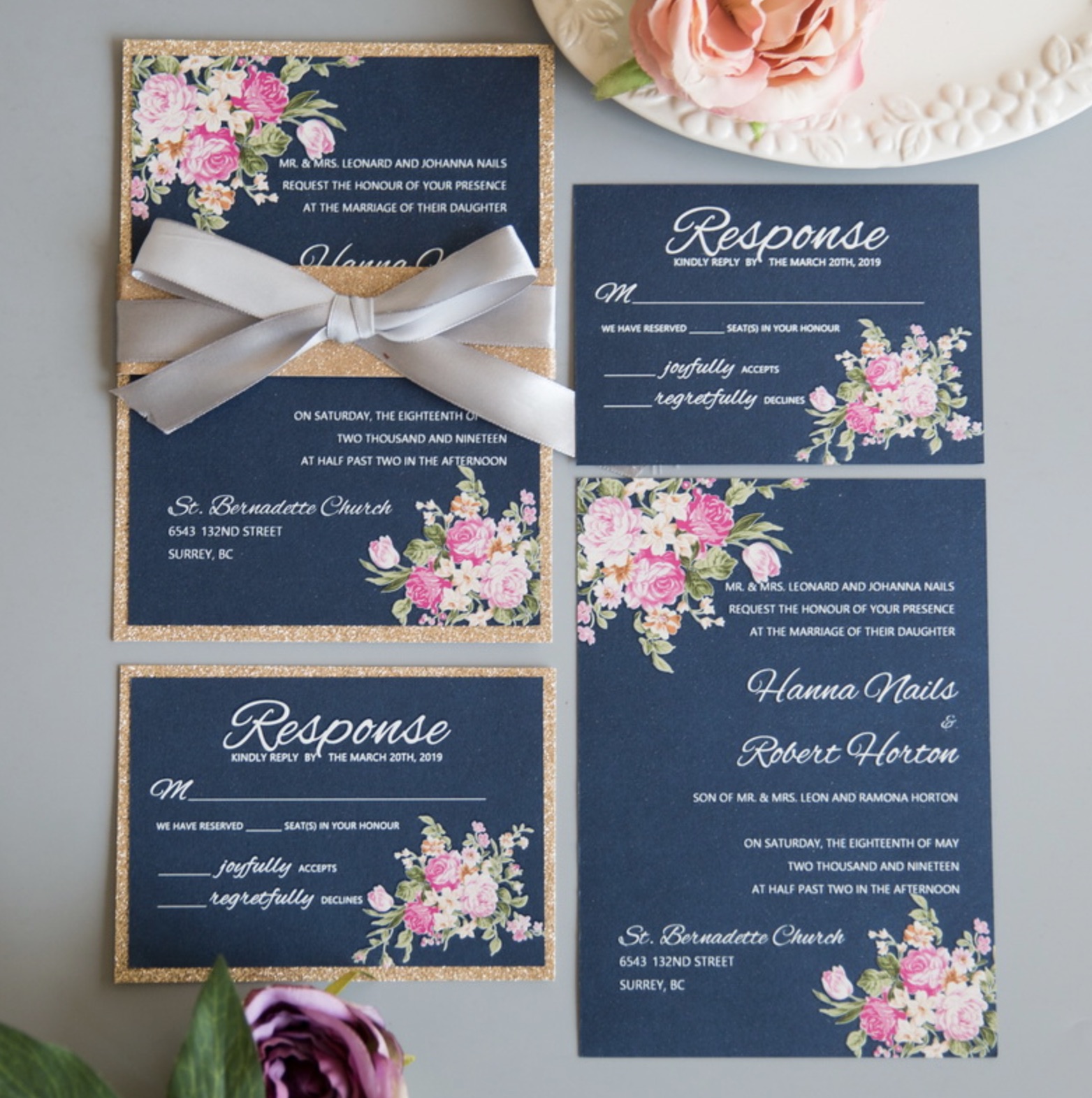 Cartes d'invitation mariage impression UV CUPT15