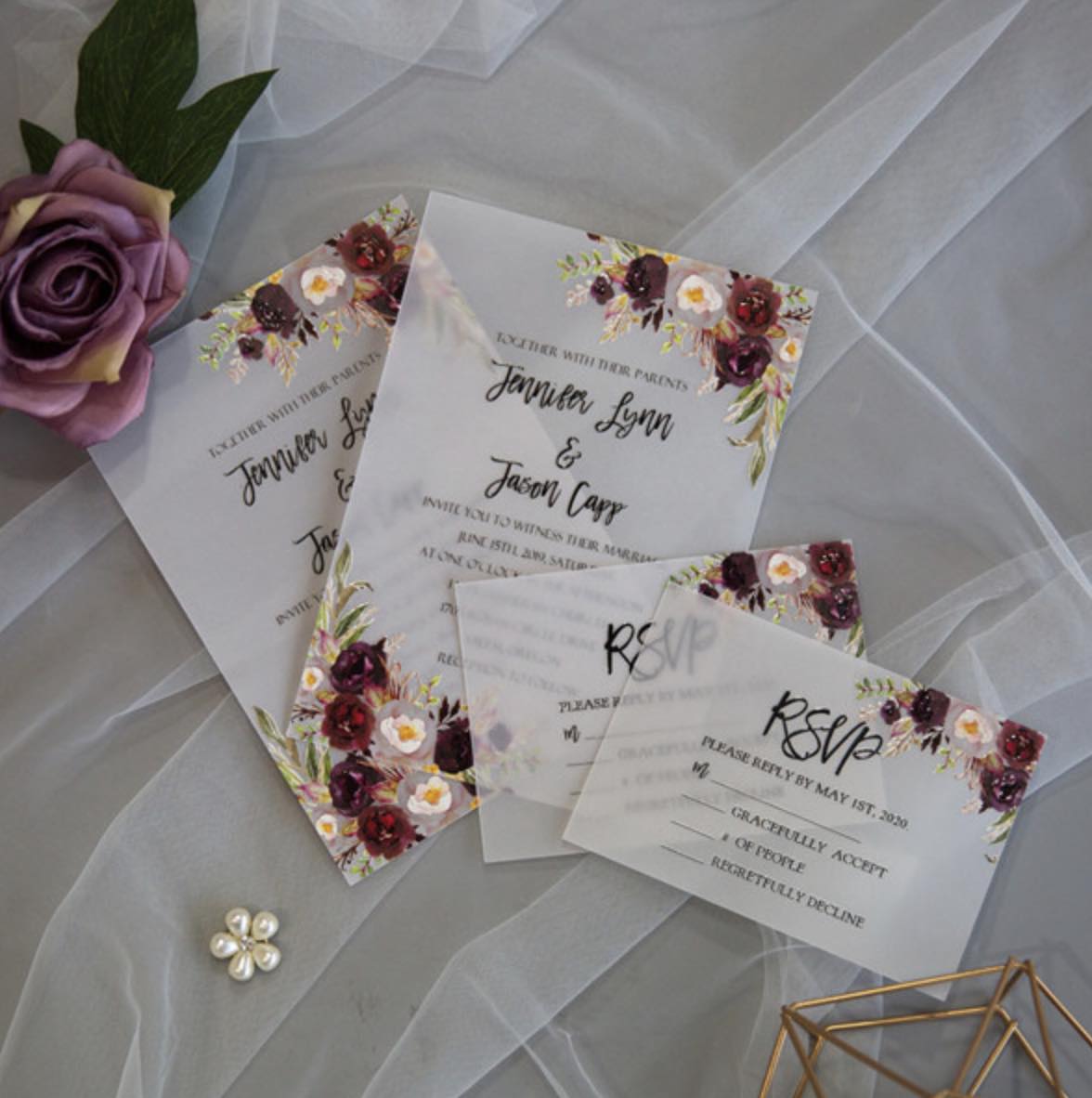 Cartes d'invitation mariage impression UV CUPT21