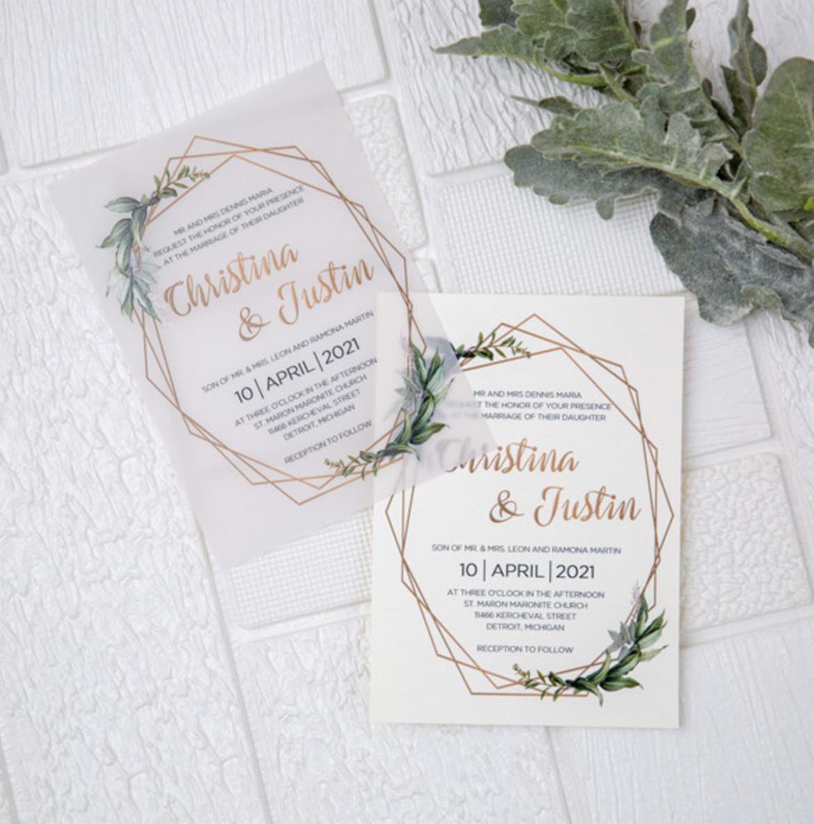 Cartes d'invitation mariage impression UV CUPT23