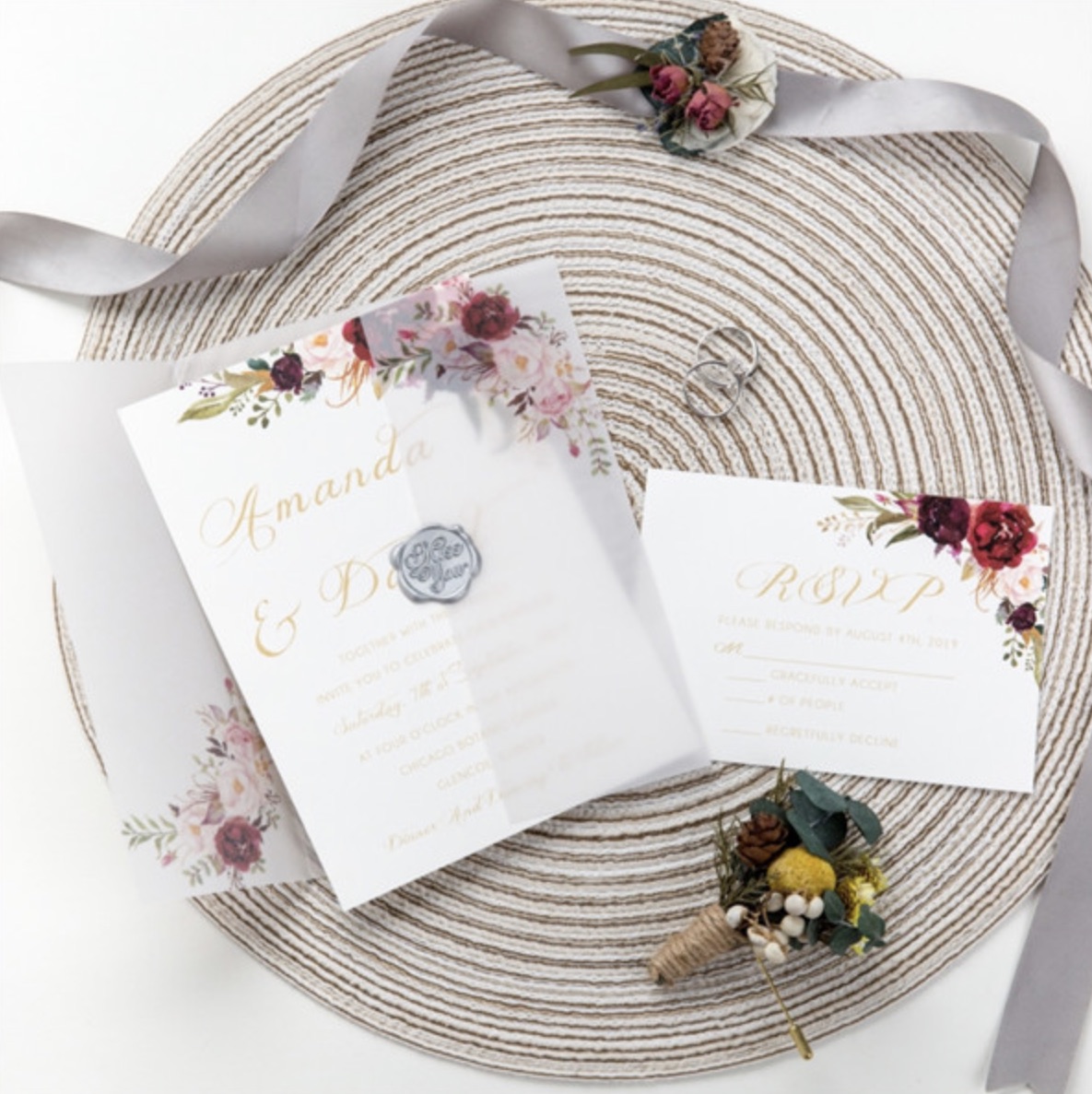 Faire-part pochette effet calque et invitation papier WPV0001