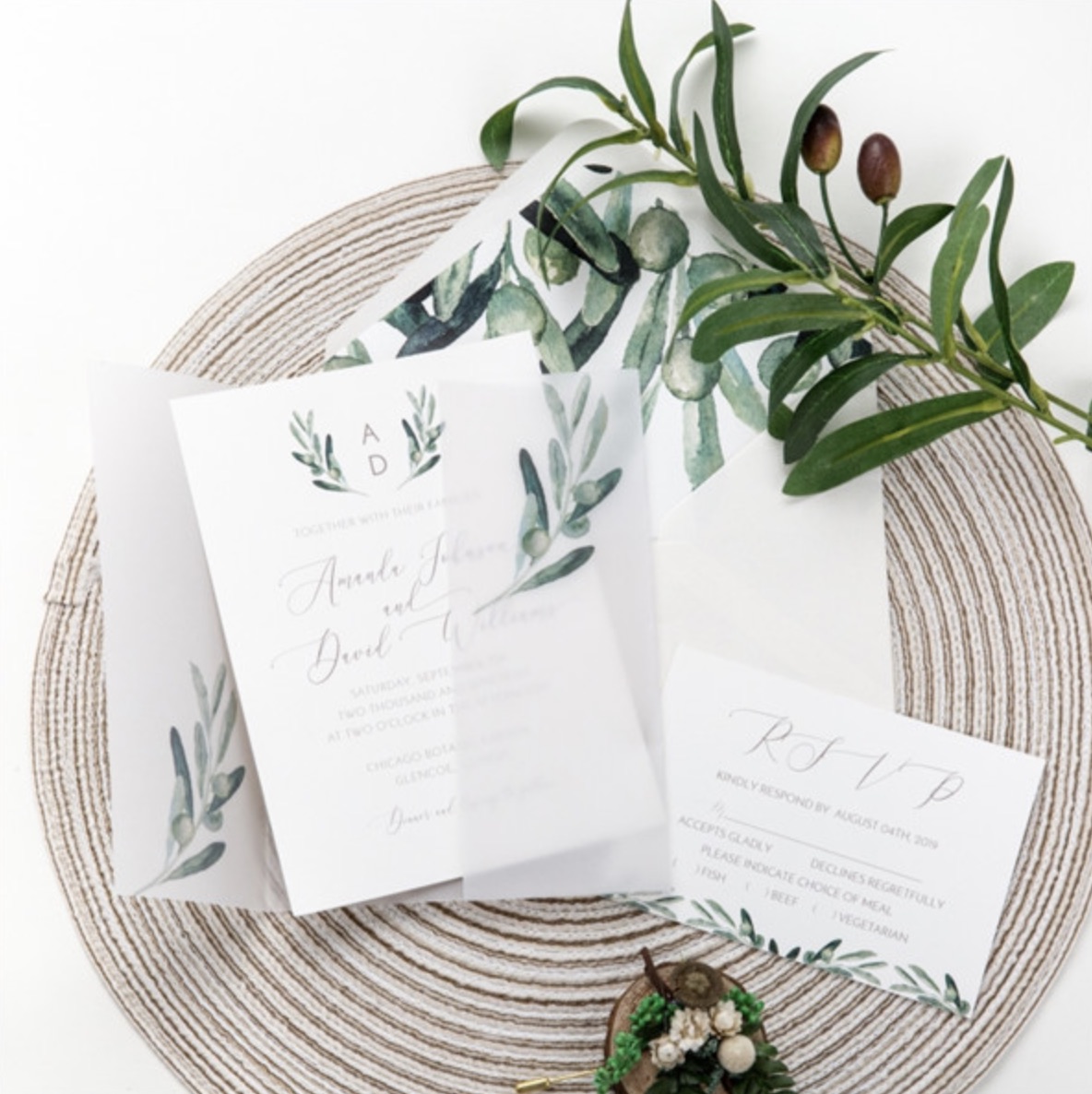 Faire-part pochette effet calque et invitation papier WPV0002
