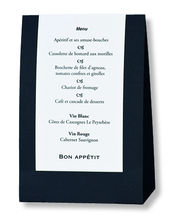 Menu de mariage chevalet verso 208904