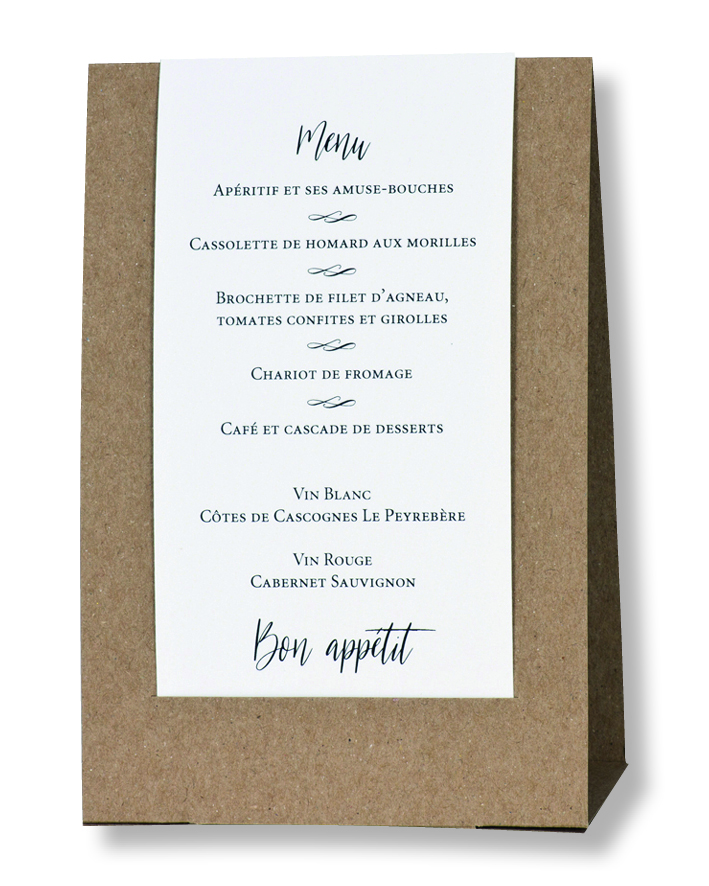 Menu de mariage chevalet verso 208906