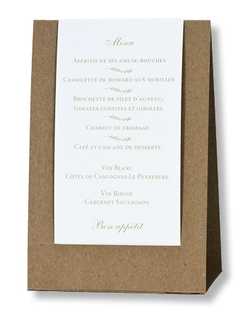 Menu de mariage chevalet verso 208909