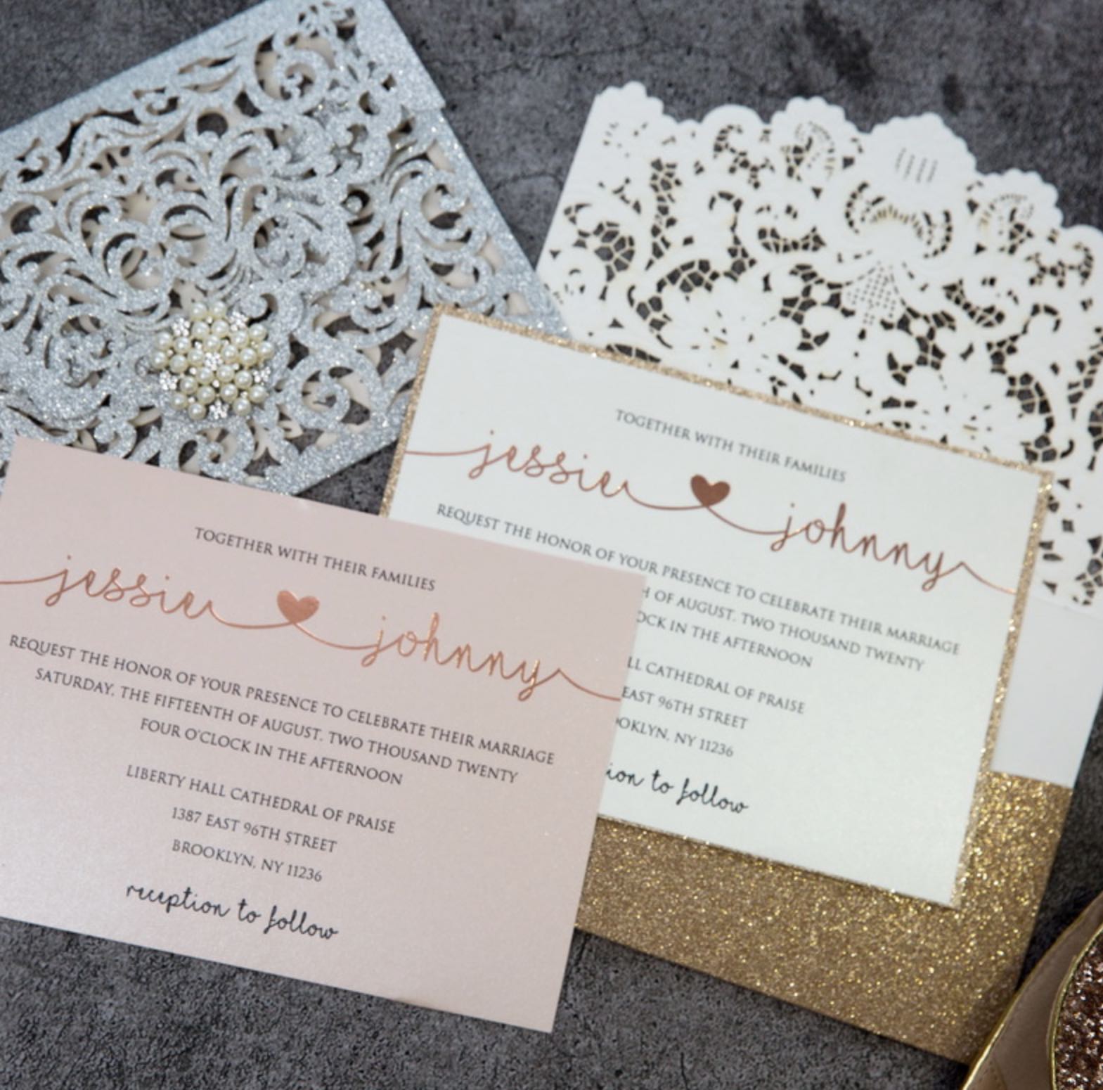 Cartes d'invitation mariage dorure à chaud WFSI0028