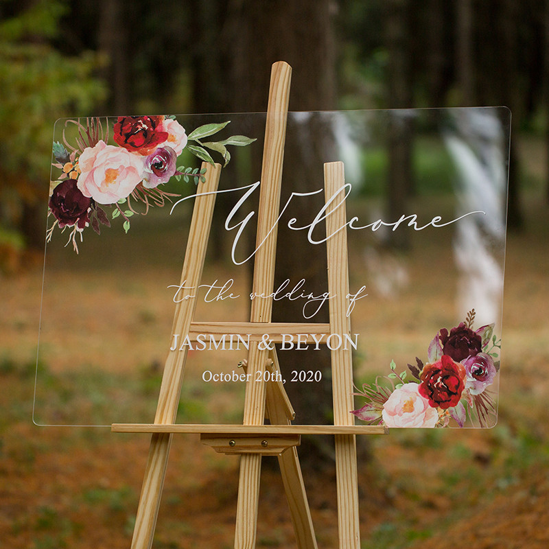 Tableau de bienvenue en plexiglass transparent YK009