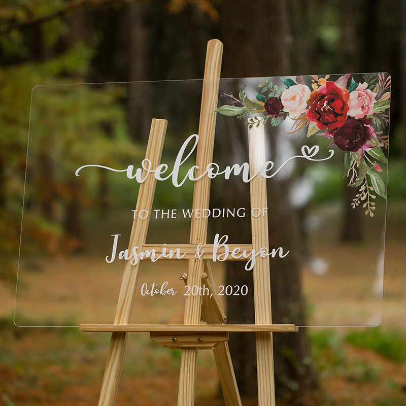 Tableau de bienvenue en plexiglass transparent YK010