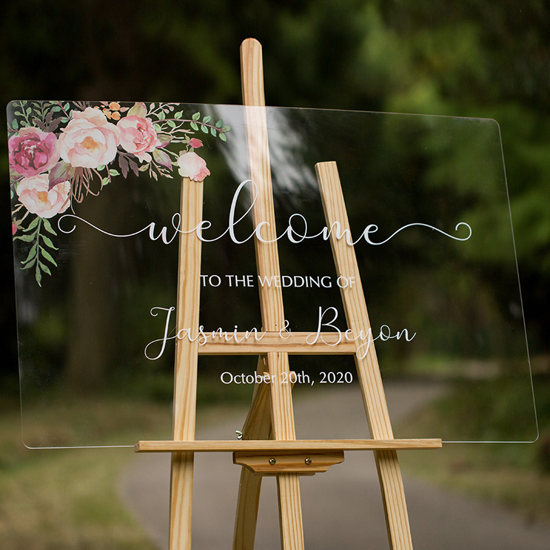 Tableau de bienvenue en plexiglass transparent YK014