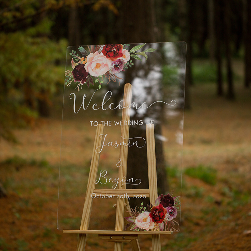 Tableau de bienvenue en plexiglass transparent YK016