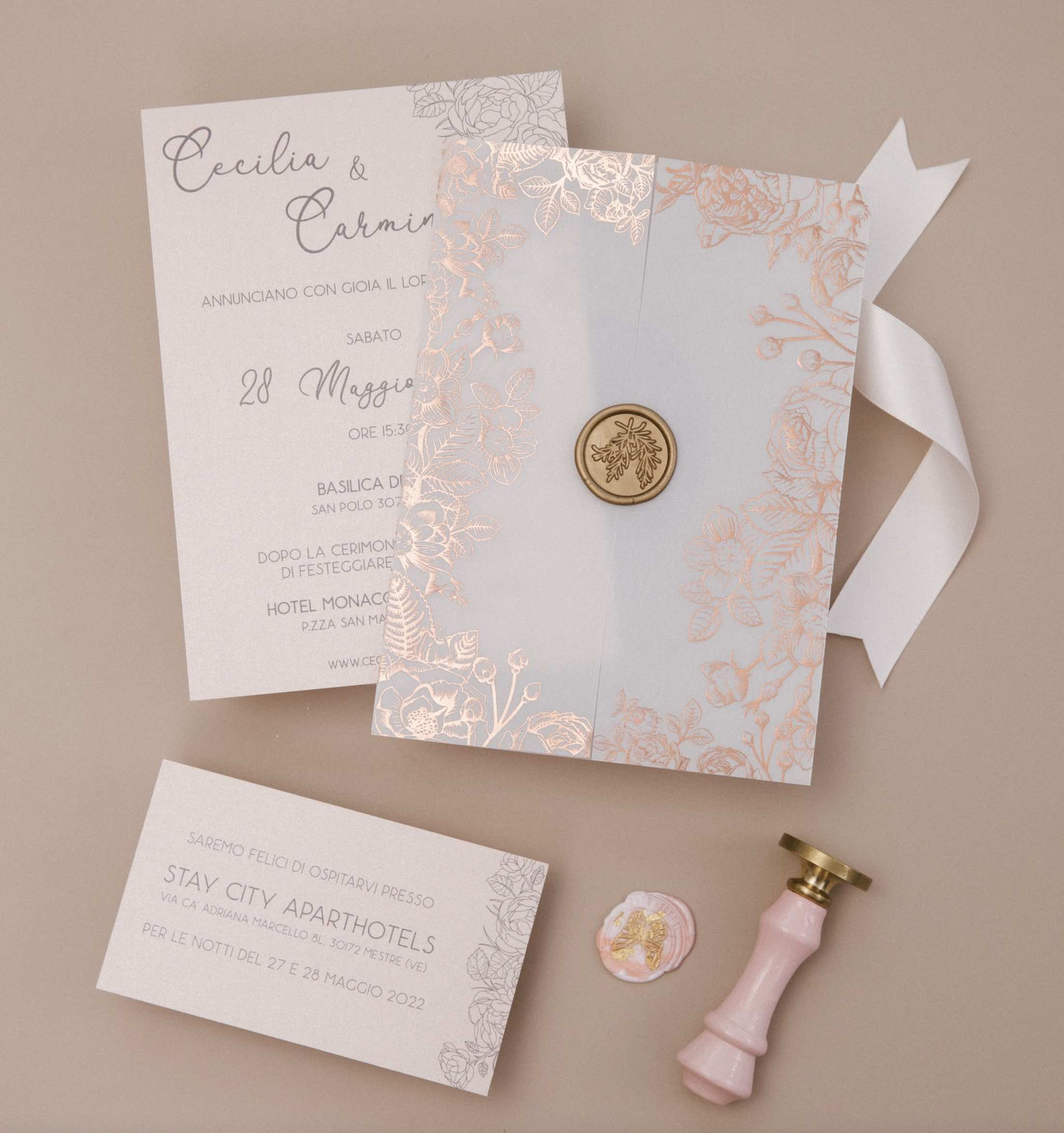 Faire-part pochette effet calque et invitation papier WPV0003