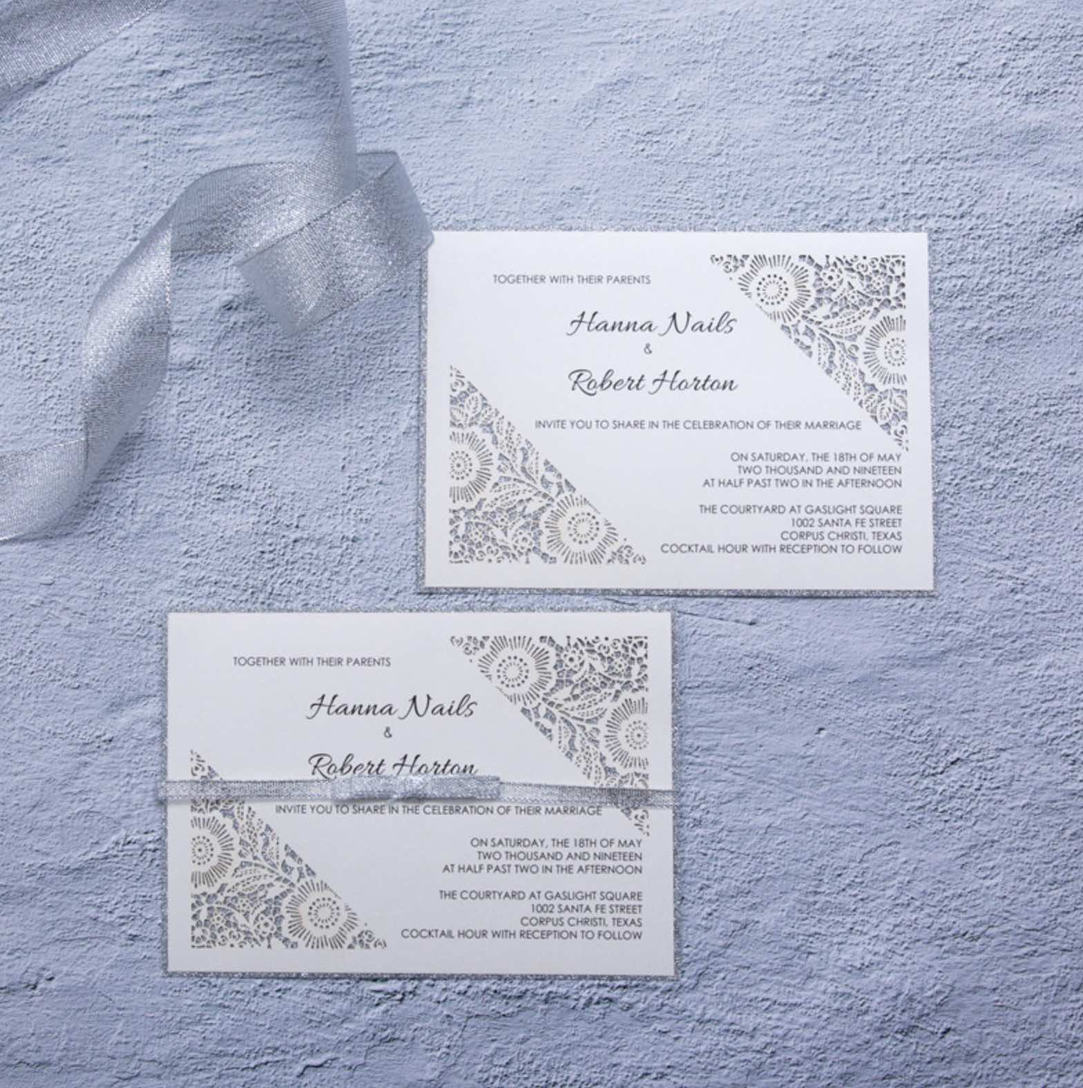 Carte d'invitation mariage ciselée WFL0101