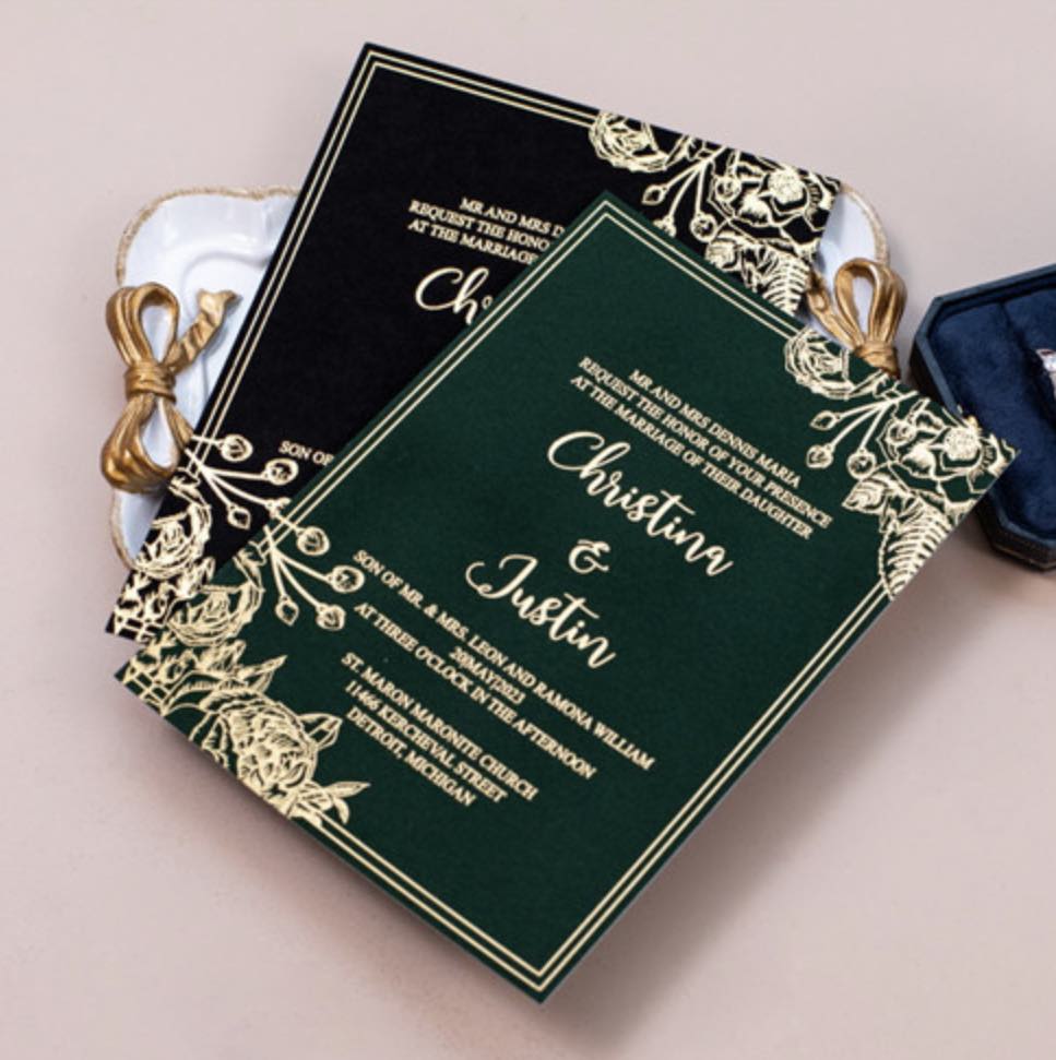 Carte d'invitation mariage velours WSFV0003