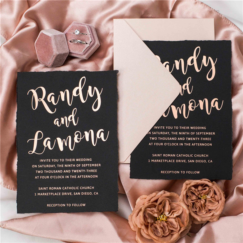 Carte d'invitation mariage impression dorure à chaud WDE0006